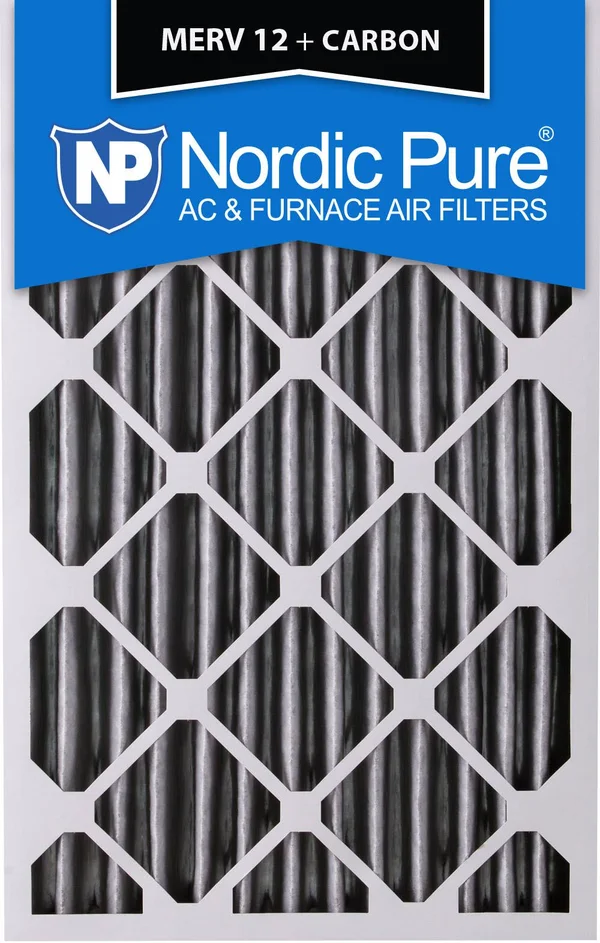 Nordic Pure 16x24x4 MERV 12 Pleated Plus Carbon AC Furnace Air Filters 2 Pack