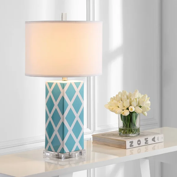 Safavieh Garden Lattice Table Lamp - Set of 2 - Light Blue