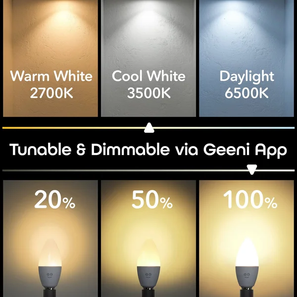 Geeni Prisma Plus Candle Smart Wi-Fi Multicolor Candle Bulbs (4 Pack)