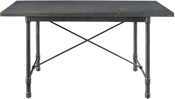Delacora Hm-Ds-D066 60 inch Wide Metal Dining Table - Hand Distressed - Size: 60.0\, Gray