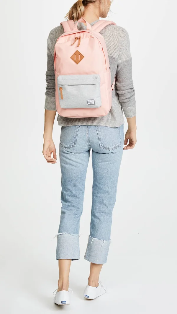 Herschel Supply Co. Heritage Mid Volume Backpack Peach/Light Grey Crosshatch One Size
