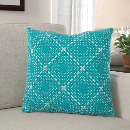 Winston Porter Marble Hill Print Throw Pillow, Blue