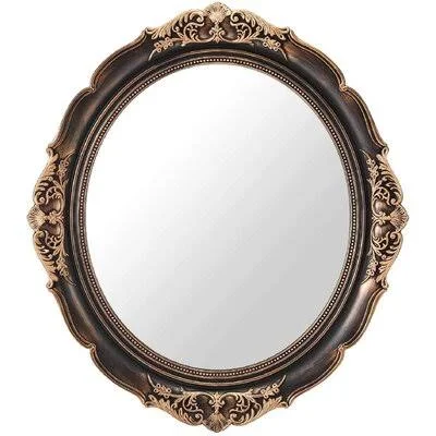 Decorative Wall Mirror - Vintage Hanging Mirrors for Bedroom Living-Room Dresser Decor, Oval Antique Gold 13x22 W x 15x22 L House