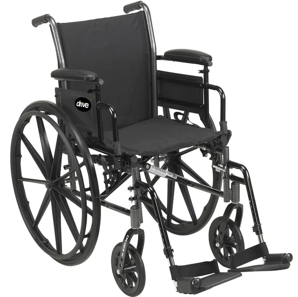 Drive Medical Cruiser III Light Weight Wheelchair with Flip Back Removable Arms, Desk Arms, Swing away Footrests, 16x22 Seat