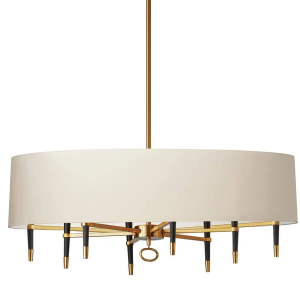 Dainolite LAN-408HC-VB-CRM 8LT Incandescent Chandelier, VB w/ Cream Shade, Brown