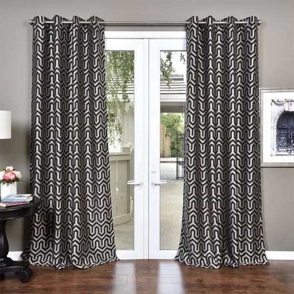 Lambrequin Kenya Heavy Jacquard Lined Curtain PANEL - Blue