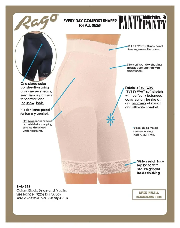 Rago Black High Waist Leg Shaper- Light Shaping