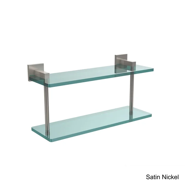 Allied Brass MT-2-16-BKM Montero Collection 16 in. Two Tiered Glass Shelf Matte Black