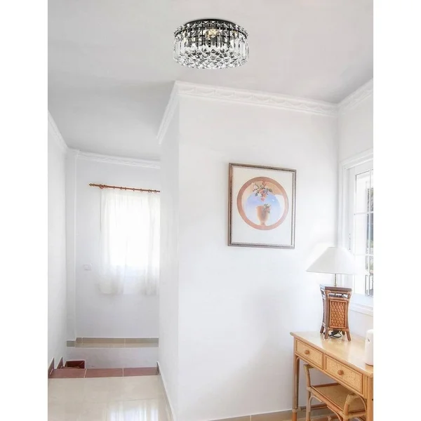 Somette Lausanne 4-Light Royal Cut Crystal/ Chrome Flush Mount