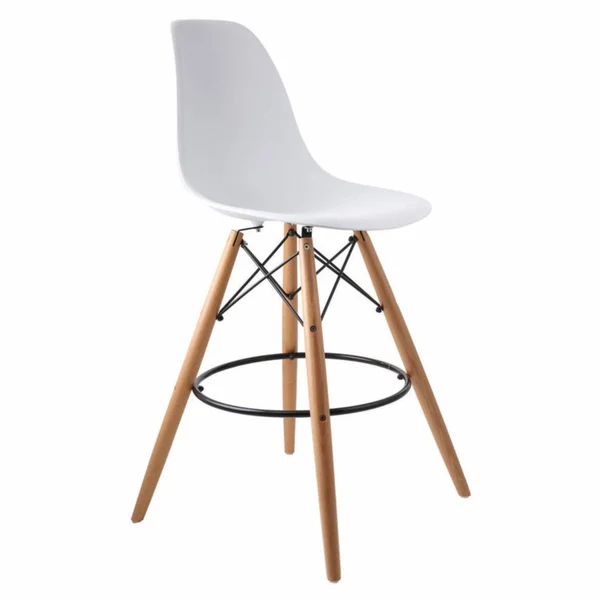 Aron Living Paris 30 in. Bar Stool with Wood Legs, White