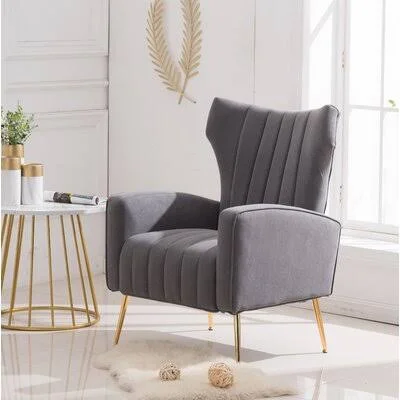 Sornson Tufted Wingback Chair Everly Quinn Fabric: Gray Velvet