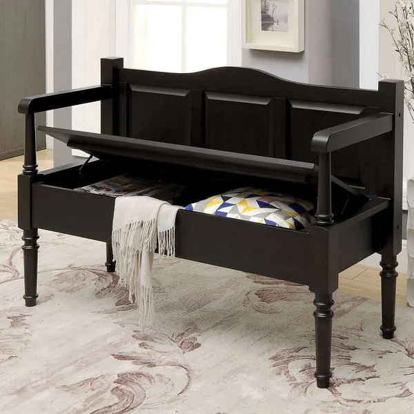 Furniture of America Mimi Transitional Solid Wood Storage Bench - Brown