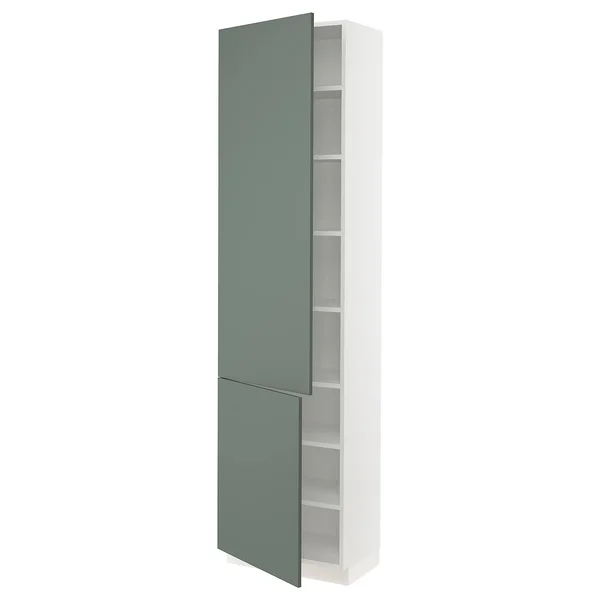 IKEA - SEKTION High Cabinet with shelves/2 Doors, white/Bodarp Gray-Green, 24x15x90 09366797