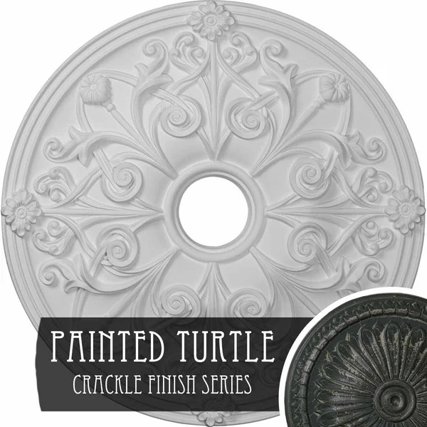 23 5/8x22OD x 3 7/8x22ID x 2 1/8x22P Jamie Ceiling Medallion (Fits Canopies Up to 3 7/8x22), Hand-Painted Painted Turtle Crackle