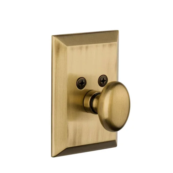 Grandeur Single Cylinder Deadbolt Fifth Avenue Plate in Vintage Brass