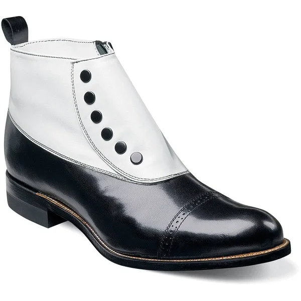 Men's Stacy Adams Madison Cap Toe Boot - Black/White - Size 9