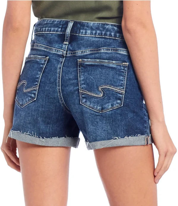 Silver-Jeans-Co. Suki Mid-Rise Curvy Fit Shorts L53960SGX351 Indigo, 25