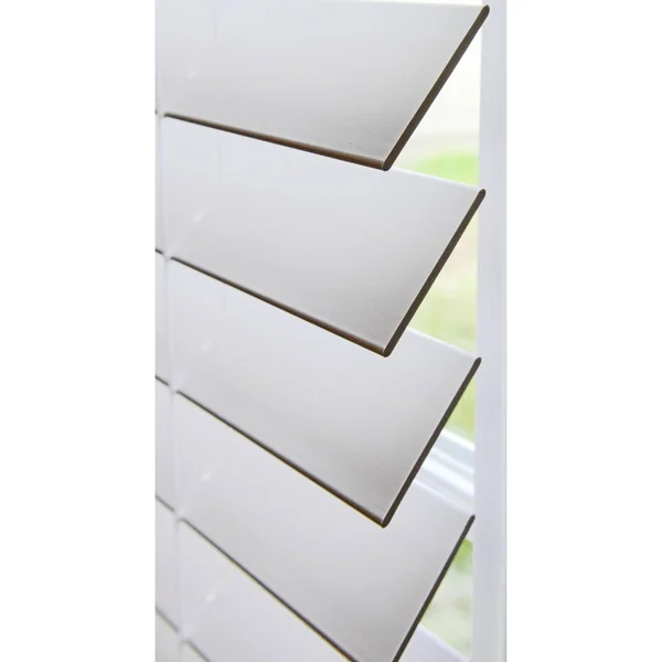 Linen Avenue Custom Cordless Faux Wood Blind White, 23 W x 48 H Partial Inside Mount