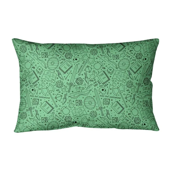 Classic RPG Pattern Outdoor Lumbar Pillow - Pink & Black - N/A
