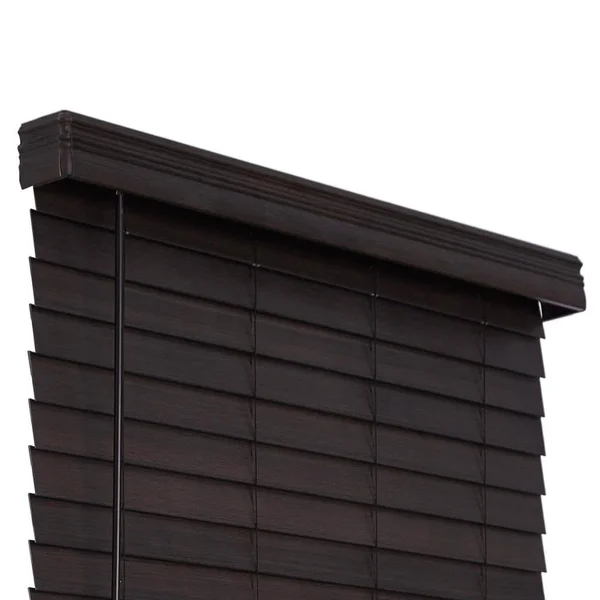 Allen + Roth 2.5-in Slat Width 49-in x 72-in Cordless Walnut Faux Wood Room Darkening Horizontal Blinds in Brown - DFHSD5472-49