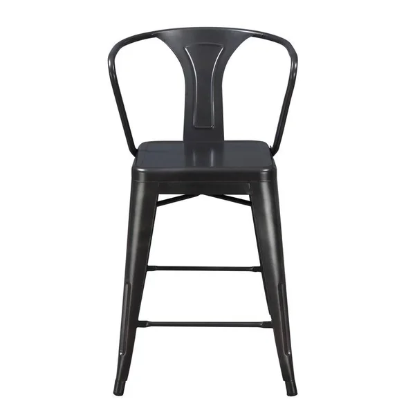 Wallace & Bay Farrell Charcoal 24x22 Bar Stool with Solid Metal Seat Back and Legs - Set of Two - D510151