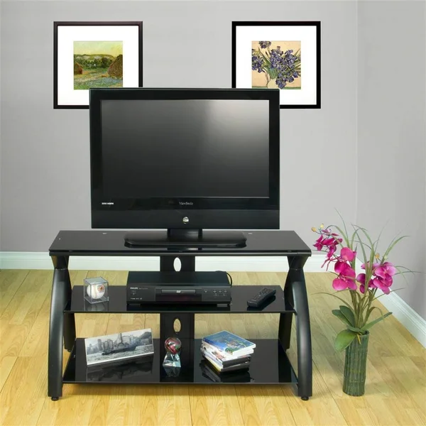 Studio Designs Futura TV Stand - Black, Black Glass