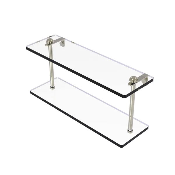 Allied Brass 16 inch Two Tiered Glass Shelf Polished Nickel
