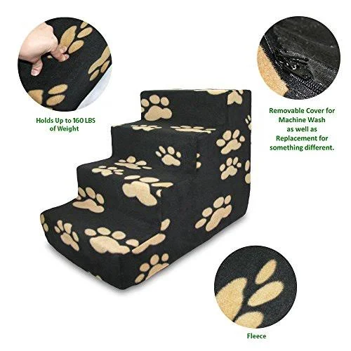Best Pet Supplies ST210T-M Foam Pet Stairs/Steps, 4-Step, Black