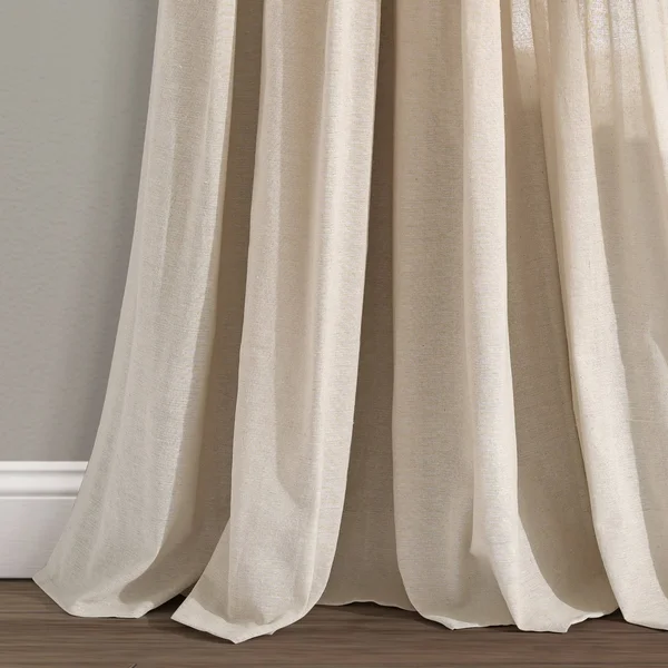 Lush Decor Linen Button Window Curtain Panel Single Off White 40X108