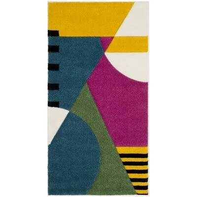 Latitude Run Elliott Peacock Blue/Fuchsia Area Rug - Rug Size: 2&7x22 x 5&