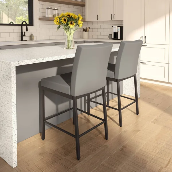 Amisco Perry Plus 30x22 Bar Stool, Gray/Beige