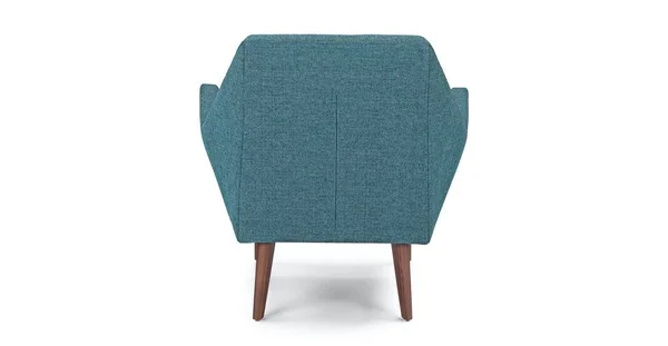 Blue Tweed Fabric Armchair, Solid Wood Legs, Article Angle Modern Furniture