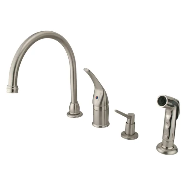 Kingston Brass KB828K8 Chatham Satin Nickel Single Handle Kitchen Faucet with Soap Dispenser