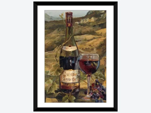 Framed Poster Prints - Tuscan Valley Red by Marilyn Hageman ( Food & Drink > Drinks > Wine art)