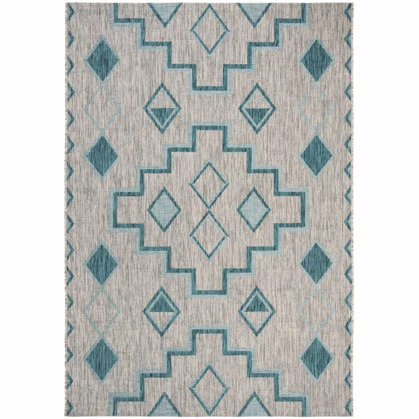 Safavieh 9& x 12& Courtyard CY8533-37212 Grey, Teal Rug