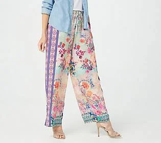 Tolani Collection Regular Printed Palazzo Pants, Size Medium, Floral Multi