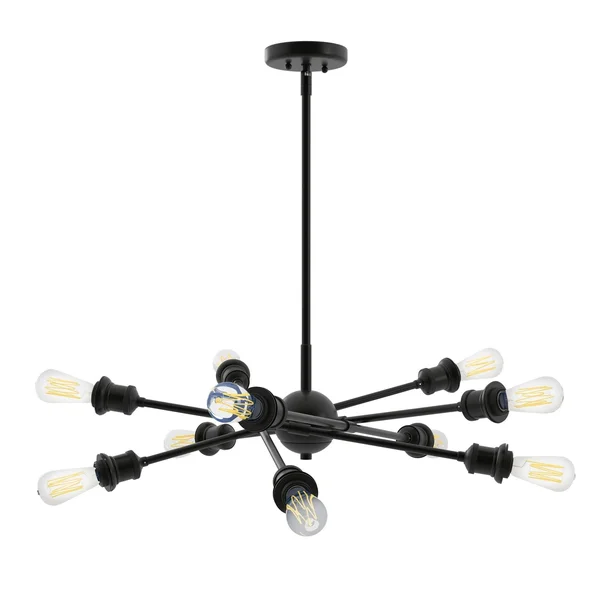 Golden Lighting 1945-10 BLK-GLOBE-SD Axel 10 Light Chandelier (with Shades) in Matte Black