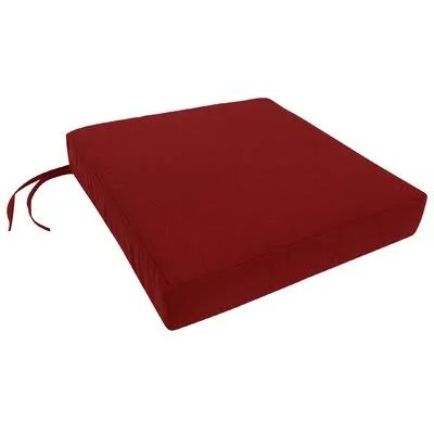 Knife Edge Indoor/Outdoor Sunbrella Dining Chair Cushion Highland Dunes Fabric: Canvas Jockey Red - Size: 3.5x22 H x 22x22 W x 19