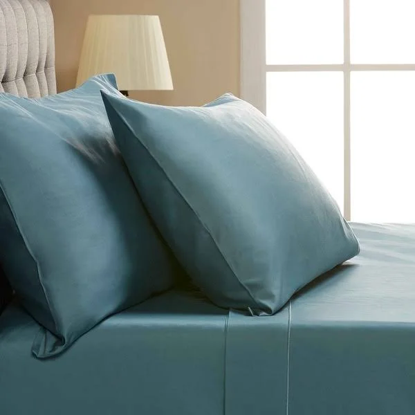 Hotel Style Egyptian Cotton 1000 Thread Count Bedding Sheet Set Collection, King, Teal Silk, 4-Piece Set