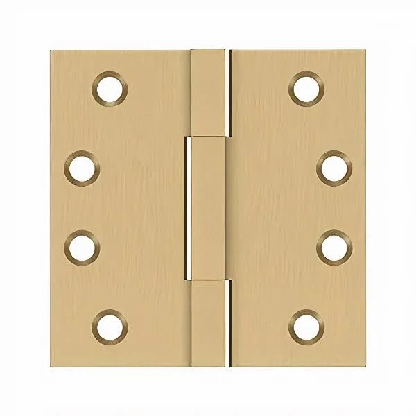 Deltana DSBS44 4x22 x4x22 Square Knuckle Hinges, Solid Brass, Brushed Brass
