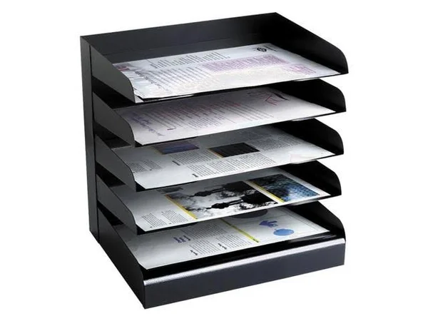 Buddy Products Black 5 Tier Tray, Letter size, 0405-4