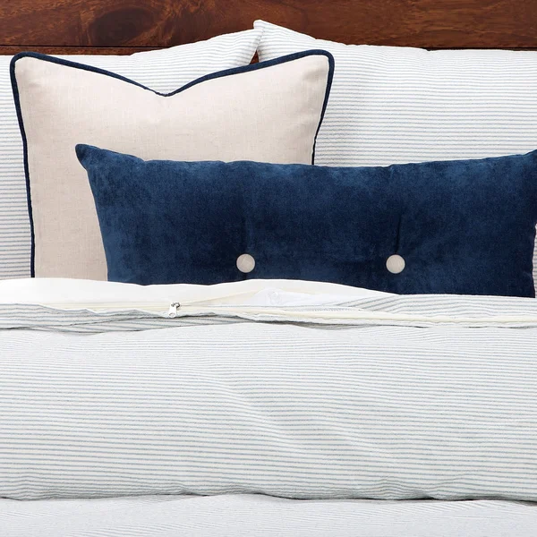 Siscovers Heritage Blue Ticked Stripe Farmhouse 6 Piece King Luxury Duvet Set