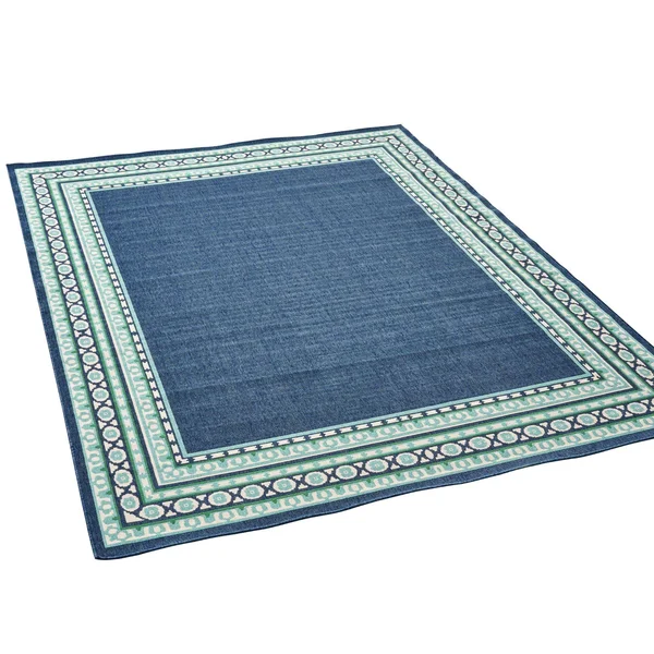 7.8& x 10.6& Blue and Green Rectangular Outdoor Area Throw Rug