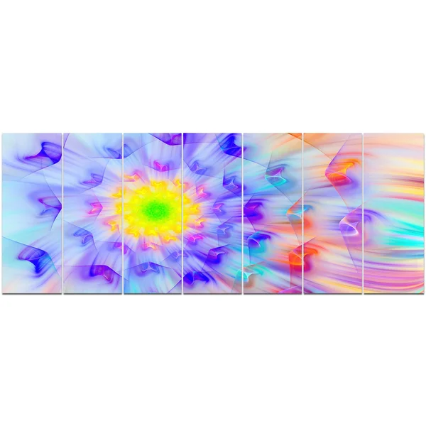Design Art 'Large Yellow Alien Fractal Flower' 6 Piece Graphic Art Print Set on Canvas