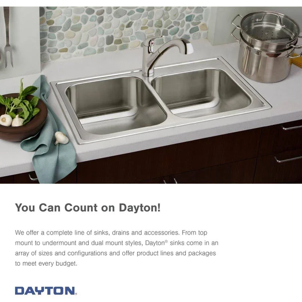 Elkay DSESR127222 Dayton Stainless Steel 27x22 x 22x22 x 8