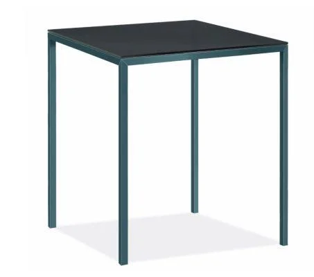 Room & Board, Modern Parsons 36W 36D 42h Bar Table w/ 1.5x22 Leg, Smoke Tempered Glass Top w/ Slate Base