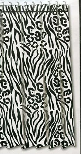Homewear Black and White Zebra Print Fabric Shower Curtain
