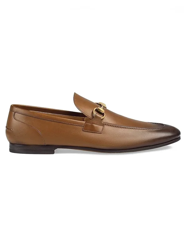 Gucci Jordaan Leather Loafer, Brown, Men's, 7D