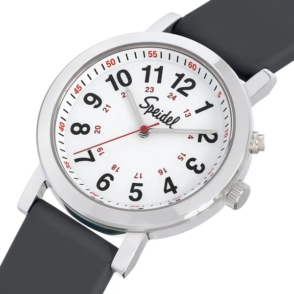 Speidel Scrub Glow Watch for Medical Professionals with Scrub Matching White Silicone Band - Easy to Read Light Up Dial, Second H