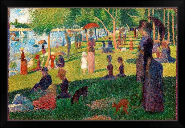 A Sunday on La Grande Jatte, Black Framed Wall Art, 36x24, Great Big Canvas